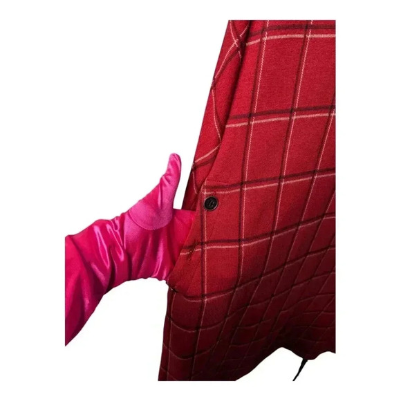 J. Jill Womens Ponte Knit Red Plaid Windowpane Shirt Sleeve Shift Dress Sz Large - Picture 7 of 16